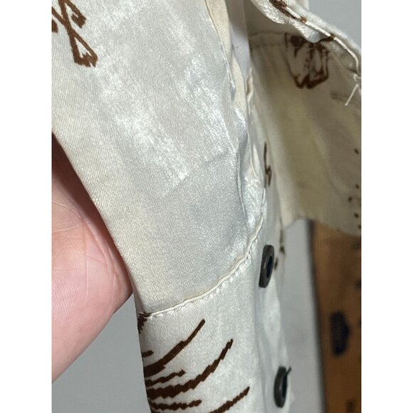 Retro Western Cowgirl Shirt Tan L Country Farm Classic Chic Concert Preppy 80s - Picture 11 of 13